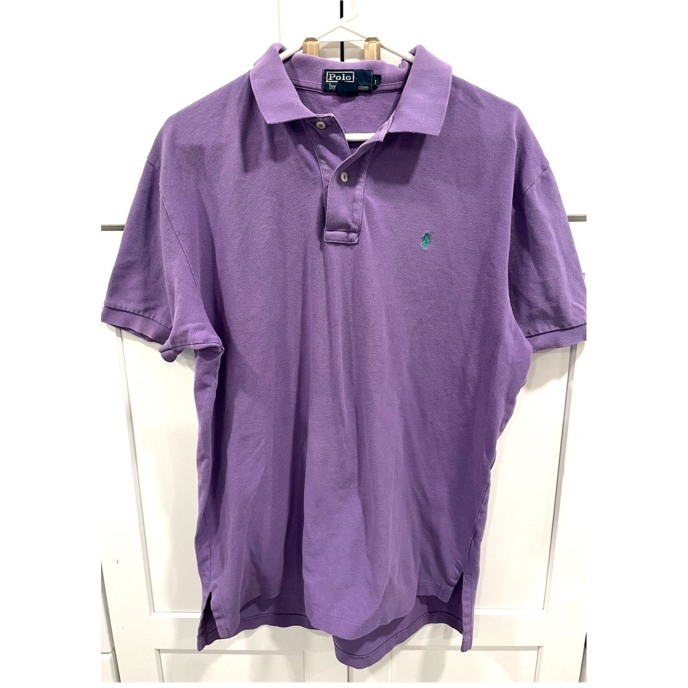 Polo by Ralph Lauren Purple Polo Shirt Classic Fit Mens Large‎ Green Logo